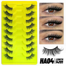 (9 pairs-HA04)GROINNEYA Half Lashes 5/7/10 Piars Half Lashes Soft Natural Cat Eye Lashes Makeup Tool Fake Eyelashes Extension Fluffy Faux Cils