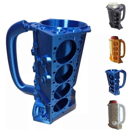 (Red) Engine Block Can Mug, Mechanic Engine Mug, Unique Mechanic Gift for Men