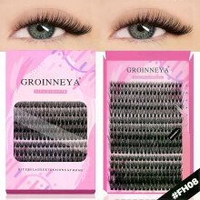 (15rows-FH08) GROINNEYA DIY Lashes Extension Kit Individual Lashes Clusters Faux Mink Eyelash Extension Mix set with Lash Bond and Seal Makeup