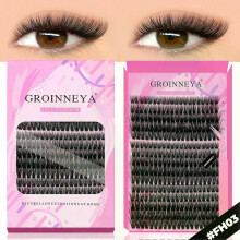 (15rows-FH03) GROINNEYA DIY Lashes Extension Kit Individual Lashes Clusters Faux Mink Eyelash Extension Mix set with Lash Bond and Seal Makeup