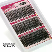 (MIX, SET-235) Individual Lashes 20-100D 280pcs Cluster Lashes Natural Look Mixed Tray DIY Eyelash Extension Volume Lash Clusters Eyelashes