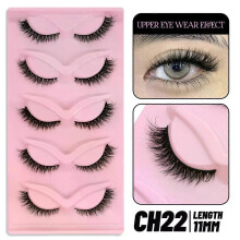 (5 Pairs-CH22) GROINNEYA Cat Eye Lashes Faux Mink Eyelashes Natural long Winged End Eye Elongated Eyelashes Faux Cils Eyelashes Extension