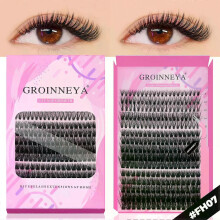 (15rows-FH07) GROINNEYA DIY Lashes Extension Kit Individual Lashes Clusters Faux Mink Eyelash Extension Mix set with Lash Bond and Seal Makeup