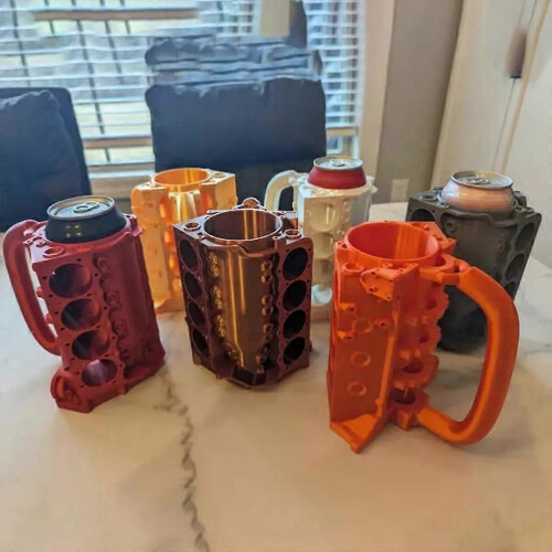 (Orange) Engine Block Can Mug, Mechanic Engine Mug, Unique Mechanic Gift for Men 1