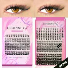 (15rows-FJ10) GROINNEYA DIY Lashes Extension Kit Individual Lashes Clusters Faux Mink Eyelash Extension Mix set with Lash Bond and Seal Makeup
