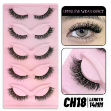 (5 Pairs-CH18) GROINNEYA Cat Eye Lashes Faux Mink Eyelashes Natural long Winged End Eye Elongated Eyelashes Faux Cils Eyelashes Extension