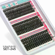 (MIX, SET-245) Individual Lashes 20-100D 280pcs Cluster Lashes Natural Look Mixed Tray DIY Eyelash Extension Volume Lash Clusters Eyelashes