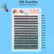 (MIX, 14P20DMIX) Individual Lashes 20-100D 280pcs Cluster Lashes Natural Look Mixed Tray DIY Eyelash Extension Volume Lash Clusters Eyelashes