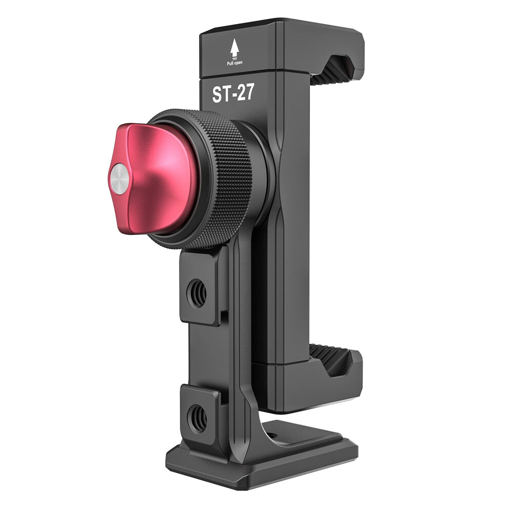 Metal Phone Tripod Mount With 3 Cold Shoes, 360 Rotation Smartphone Adapter For Iphone Video Vlogging 9455672818711