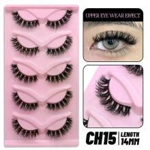 (5 Pairs-CH15) GROINNEYA Cat Eye Lashes Faux Mink Eyelashes Natural long Winged End Eye Elongated Eyelashes Faux Cils Eyelashes Extension