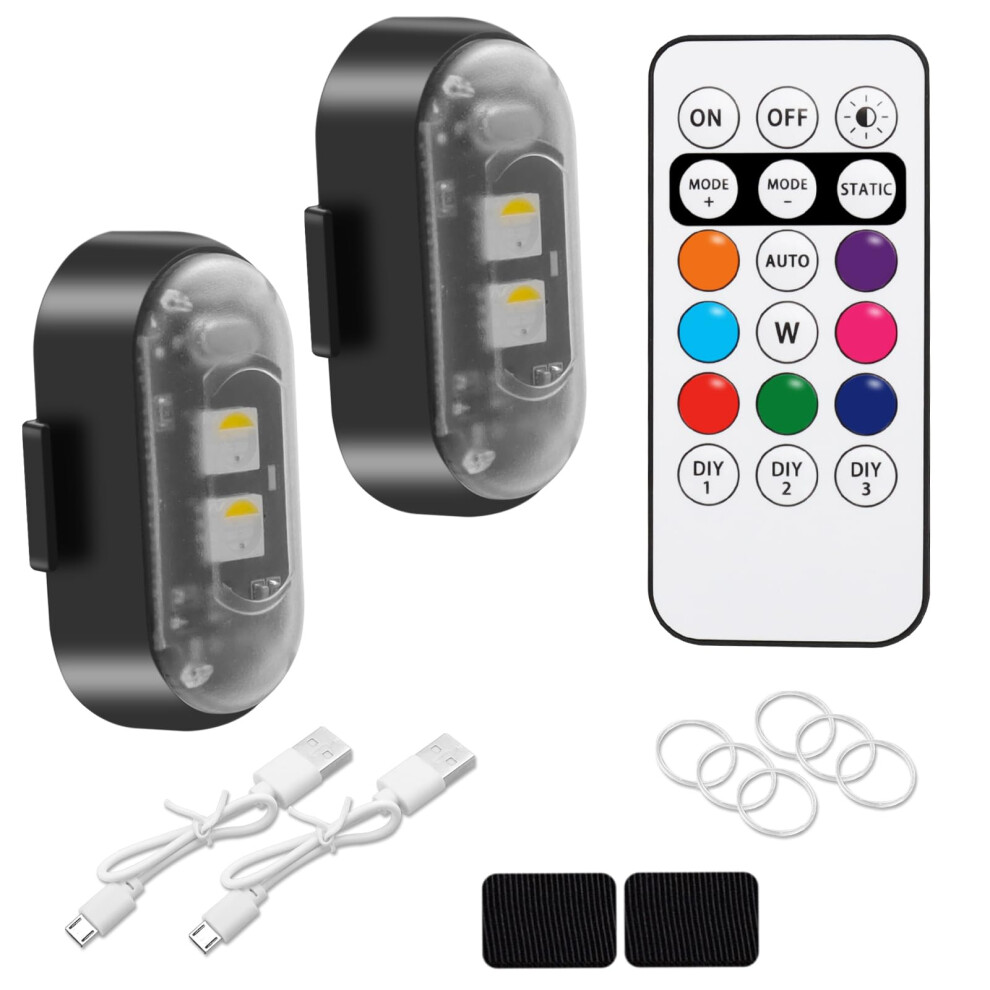 2Pcs Wireless Magnetic Led Strobe With Remote, 8Color Ip65 Waterproof Warning Lamp For Car Drone Motorcycle Light 9070919965296