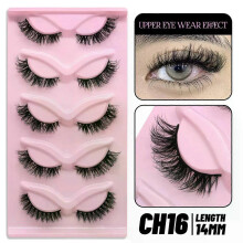 (5 Pairs-CH16) GROINNEYA Cat Eye Lashes Faux Mink Eyelashes Natural long Winged End Eye Elongated Eyelashes Faux Cils Eyelashes Extension