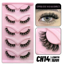 (5 Pairs-CH14) GROINNEYA Cat Eye Lashes Faux Mink Eyelashes Natural long Winged End Eye Elongated Eyelashes Faux Cils Eyelashes Extension