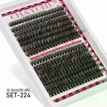 (MIX, SET-224) Individual Lashes 20-100D 280pcs Cluster Lashes Natural Look Mixed Tray DIY Eyelash Extension Volume Lash Clusters Eyelashes