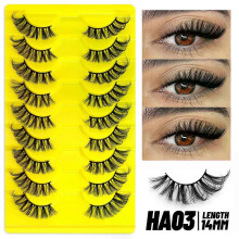 (9 pairs-HA03)GROINNEYA Half Lashes 5/7/10 Piars Half Lashes Soft Natural Cat Eye Lashes Makeup Tool Fake Eyelashes Extension Fluffy Faux Cils