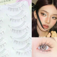 (W-34 Black)Menglu 4-7mm Brown Under Lashes Little Flame Lower Eyelashes W-41 Natural Short Style Imitation Hand Painting Fake Eye Lashes