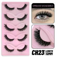 (5 Pairs-CH23) GROINNEYA Cat Eye Lashes Faux Mink Eyelashes Natural long Winged End Eye Elongated Eyelashes Faux Cils Eyelashes Extension