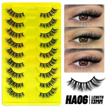 (9 pairs-HA06)GROINNEYA Half Lashes 5/7/10 Piars Half Lashes Soft Natural Cat Eye Lashes Makeup Tool Fake Eyelashes Extension Fluffy Faux Cils