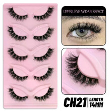 (5 Pairs-CH21) GROINNEYA Cat Eye Lashes Faux Mink Eyelashes Natural long Winged End Eye Elongated Eyelashes Faux Cils Eyelashes Extension