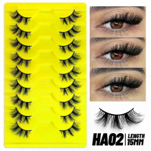 (9 pairs-HA02)GROINNEYA Half Lashes 5/7/10 Piars Half Lashes Soft Natural Cat Eye Lashes Makeup Tool Fake Eyelashes Extension Fluffy Faux Cils