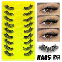 (9 pairs-HA05)GROINNEYA Half Lashes 5/7/10 Piars Half Lashes Soft Natural Cat Eye Lashes Makeup Tool Fake Eyelashes Extension Fluffy Faux Cils