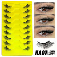 (9 pairs-HA01)GROINNEYA Half Lashes 5/7/10 Piars Half Lashes Soft Natural Cat Eye Lashes Makeup Tool Fake Eyelashes Extension Fluffy Faux Cils