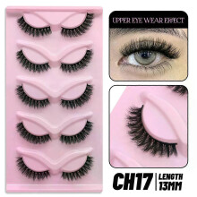 (5 Pairs-CH17) GROINNEYA Cat Eye Lashes Faux Mink Eyelashes Natural long Winged End Eye Elongated Eyelashes Faux Cils Eyelashes Extension