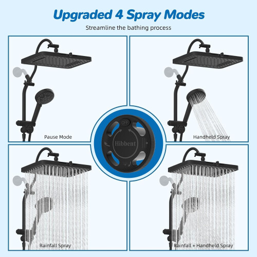 Rainfall Shower Head Combo 13 Inch Large Rainfall Coverage with  Pressure Handheld and 4Way Diverter 1