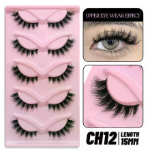(5 Pairs-CH12) GROINNEYA Cat Eye Lashes Faux Mink Eyelashes Natural long Winged End Eye Elongated Eyelashes Faux Cils Eyelashes Extension
