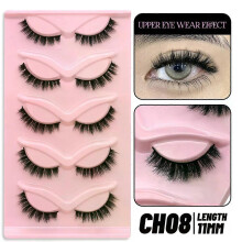 (5 Pairs-CH08) GROINNEYA Cat Eye Lashes Faux Mink Eyelashes Natural long Winged End Eye Elongated Eyelashes Faux Cils Eyelashes Extension