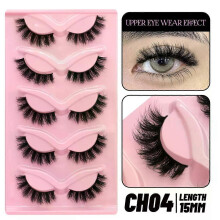 (5 Pairs-CH04) GROINNEYA Cat Eye Lashes Faux Mink Eyelashes Natural long Winged End Eye Elongated Eyelashes Faux Cils Eyelashes Extension