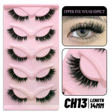 (5 Pairs-CH13) GROINNEYA Cat Eye Lashes Faux Mink Eyelashes Natural long Winged End Eye Elongated Eyelashes Faux Cils Eyelashes Extension