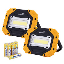 Portable LED Work Light 2 Pack Battery Powered Super Bright COB IP44 Waterproof with SOS Mode for Camping and Car