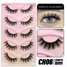 (5 Pairs-CH06) GROINNEYA Cat Eye Lashes Faux Mink Eyelashes Natural long Winged End Eye Elongated Eyelashes Faux Cils Eyelashes Extension