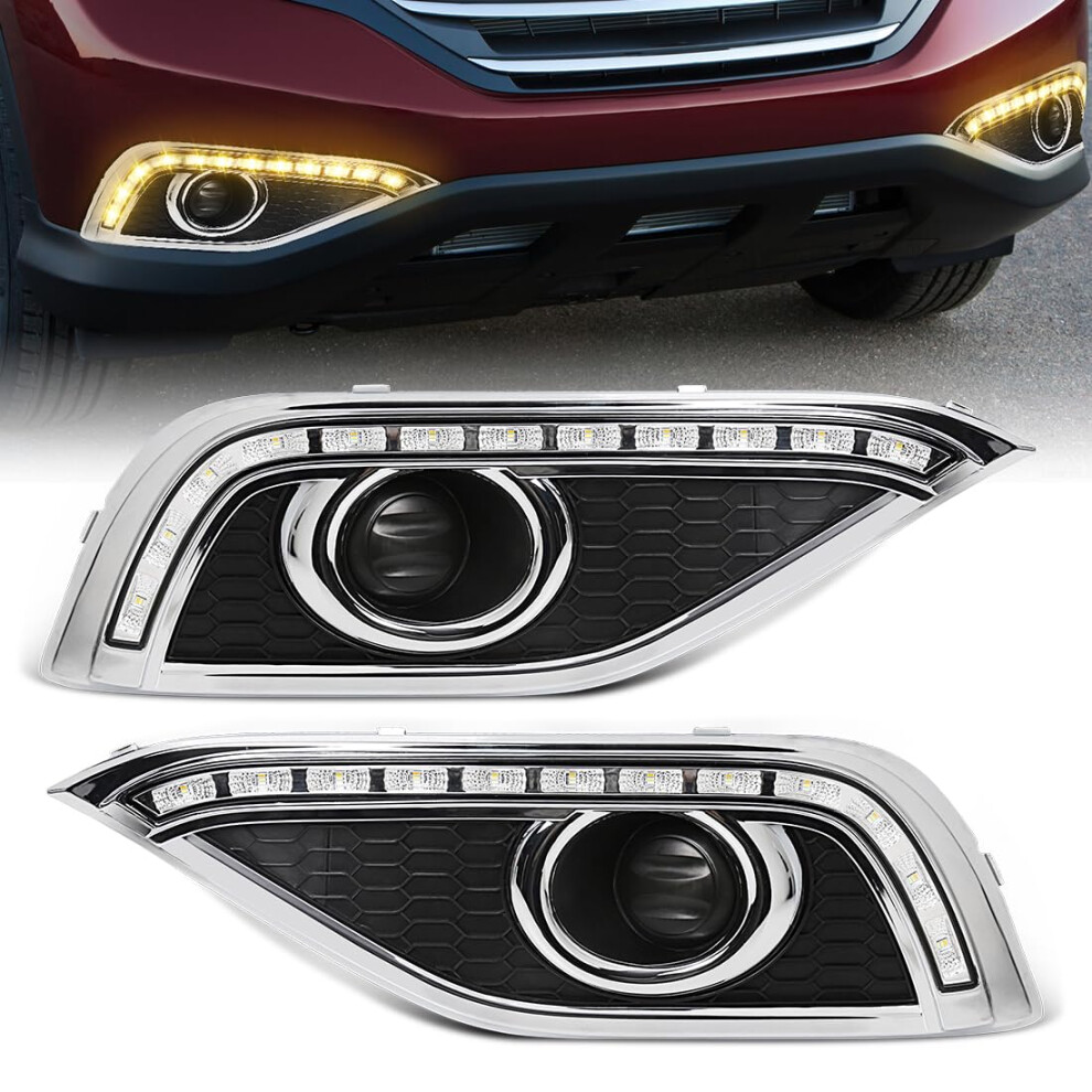 Tricolor Led Daytime Running Lights With Sequential Turn Signal For Honda Crv 20122014 Fog Lamp Assembly Amber 9070919965623
