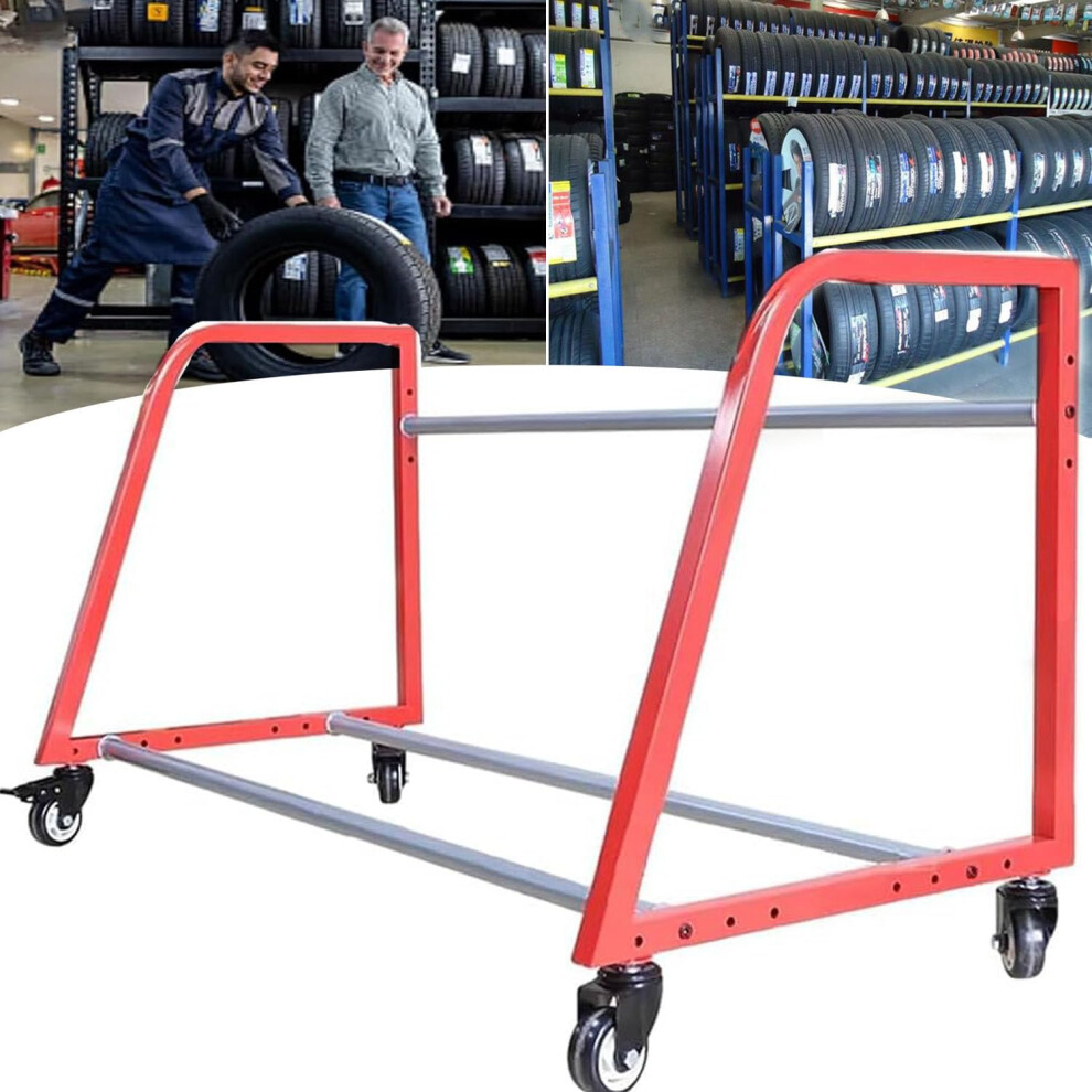 Heavy Duty Adjustable Rolling Tire Storage Rack For Garage With Wheels And Spacesaving Design 9044945404296