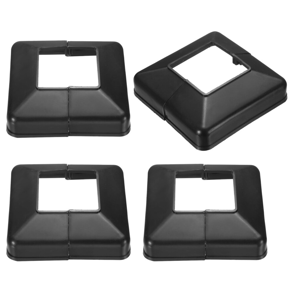 4Pcs 4X4 Split Style Pvc Post Base Cover Black Deck Post Skirt For Fence Porch Stair Rails 9044945404333