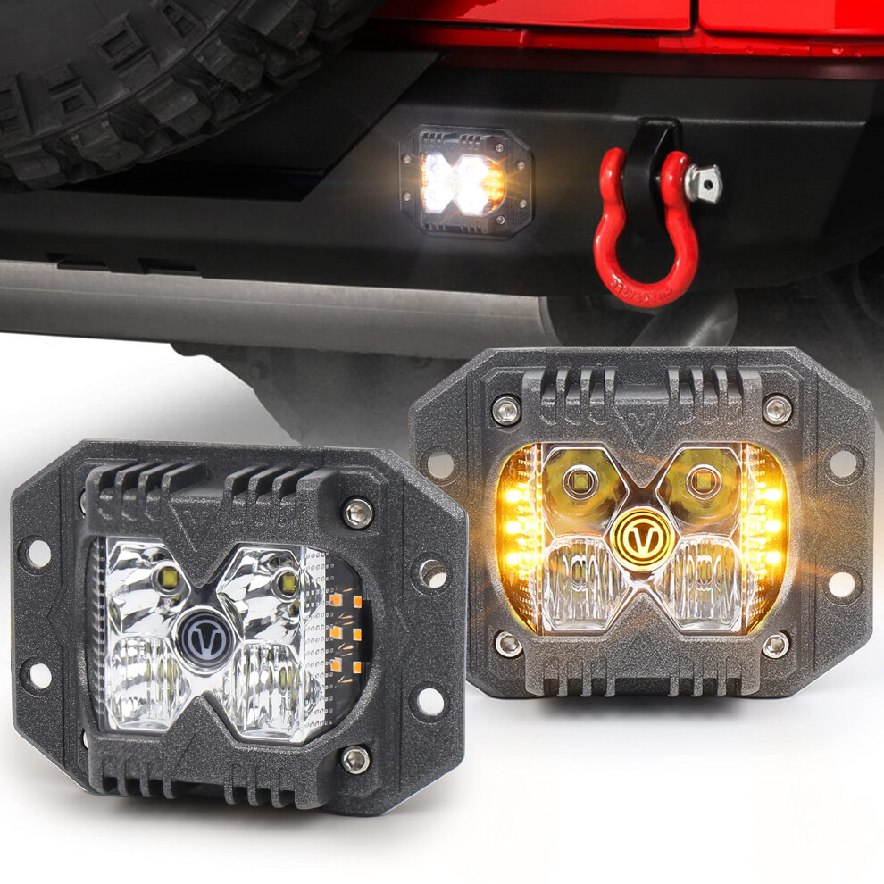 Led Pod Lights Flush Mount With Strobe Side Shooters, Offroad Combo Beam For Trucks Suv 4X4 Amber 9455672820158