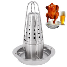 Stainless Steel Beer Can Chicken Stand Holder for Grill Smoker Oven with Flavoring Container