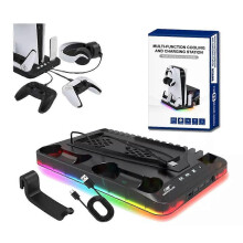 (Black) Saker Charging Base Cooling Bracket for Dual PS5 / PS5 Slim Controller