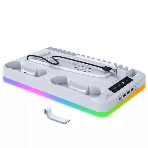 (White) Saker Charging Base Cooling Bracket for Dual PS5 / PS5 Slim Controller
