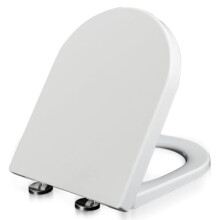 Soft Close DShape Toilet Seat with Quick Release, 360 Adjustable Hinges, Durable White PP Lid