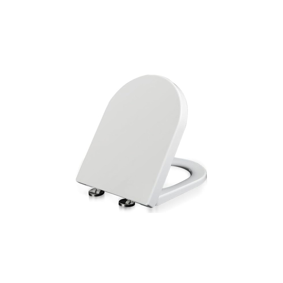 Soft Close Dshape Toilet Seat With Quick Release, 360 Adjustable Hinges, Durable White Pp Lid 9174973486459