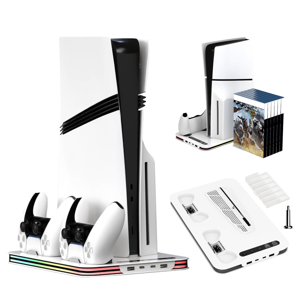 Docking Station For Ps5 With Cooling Fan, Dual Controller Charger, Rgb Lighting And Usb Ports 9455672821803