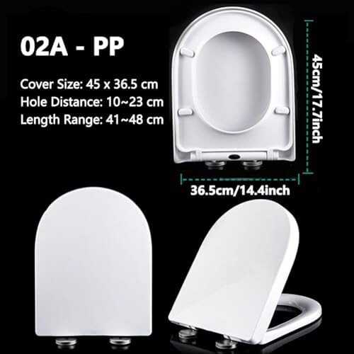Soft Close DShape Toilet Seat with Quick Release, 360 Adjustable Hinges, Durable White PP Lid 2