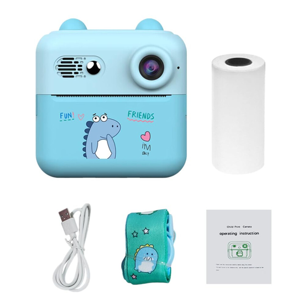 Instant Print Camera With 1080P Hd, 2.4'' Ips Display, Creative Frames, 32Gb Support, Blue 9044945404937