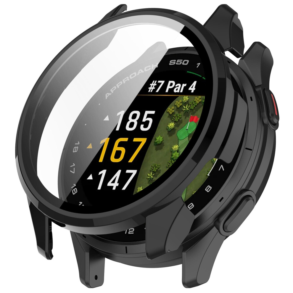 Case With Builtin Screen Protector, Full Coverage Hard Pc Bumper Shell For Garmin Approach S50 Black 9053599149491
