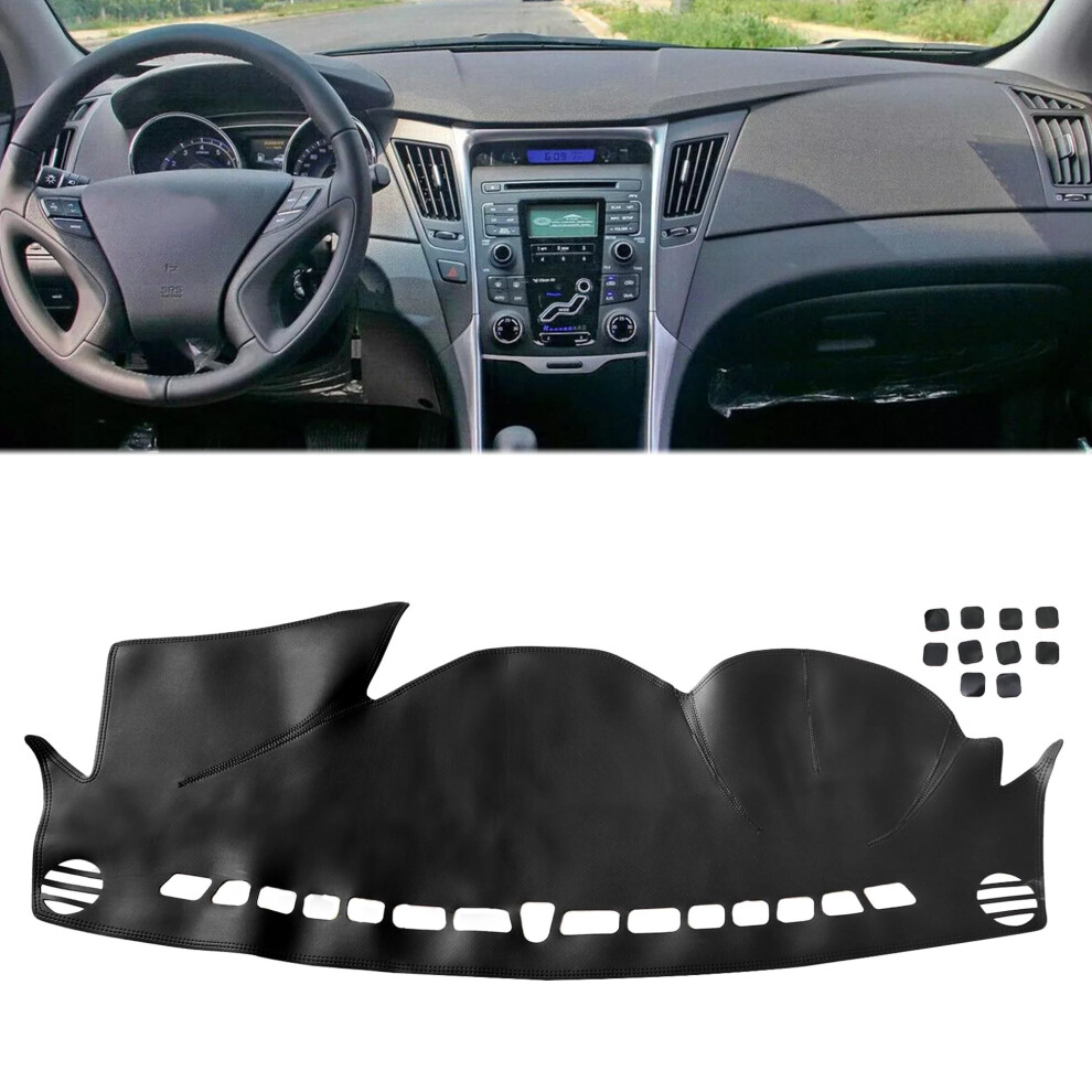 Car Dashboard Cover Dash Mat Microfiber Leather For Hyundai Sonata 20112014 Allseason Protection Black 9070919966736