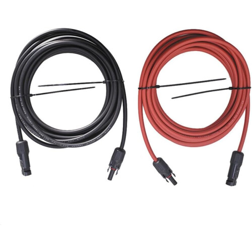 12AWG Solar Panel Extension Cable 25ft Black and Red Quick Plug Weather Resistant OEM Replacement 1