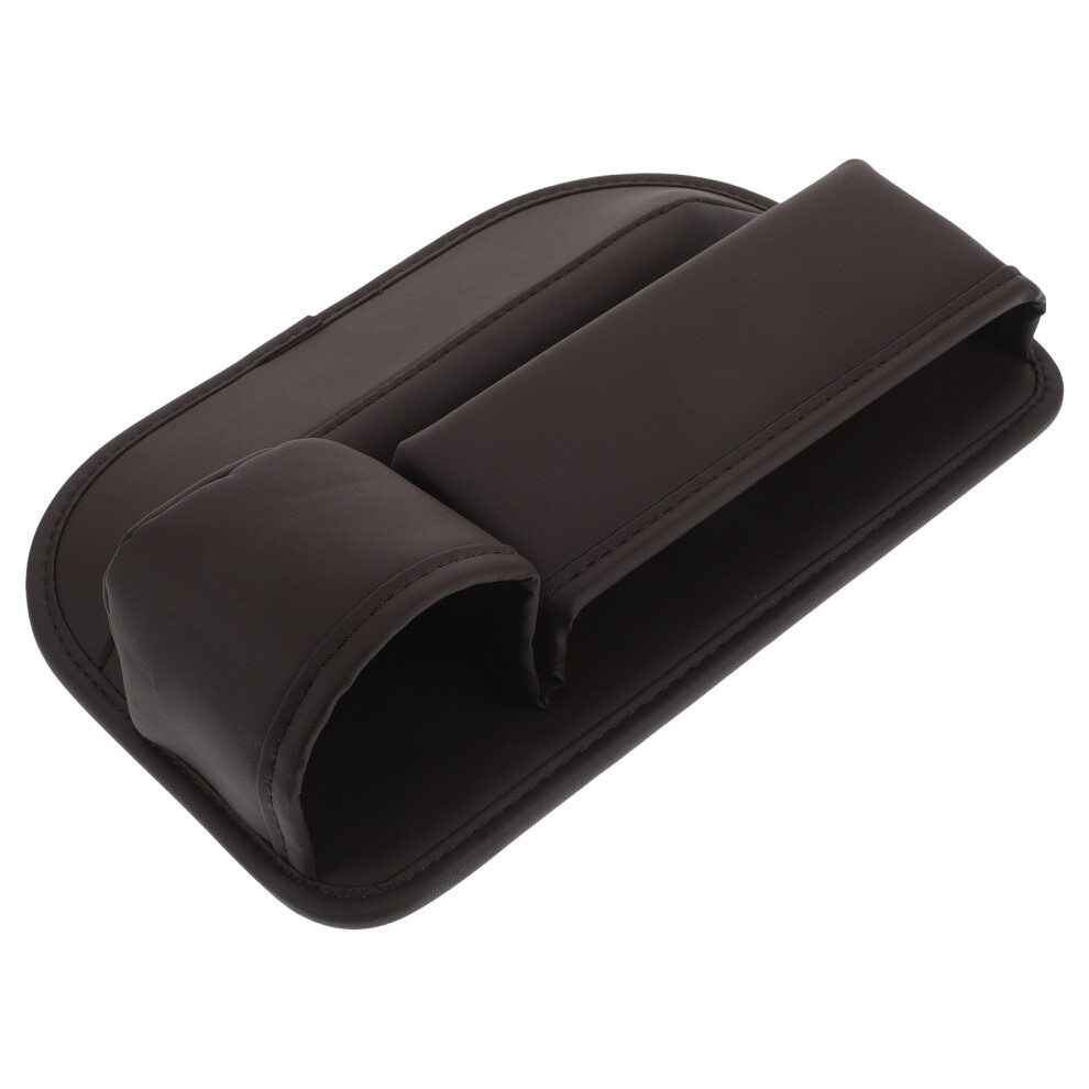2Pcs Car Seat Gap Catcher Storage Box With Cup Holder Brown 3632028521037